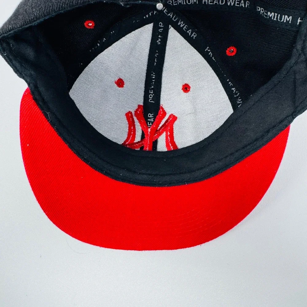 New York Yankees Snapback Hat Black Red Premium Headwear‎ Flat Brim Baseball Cap